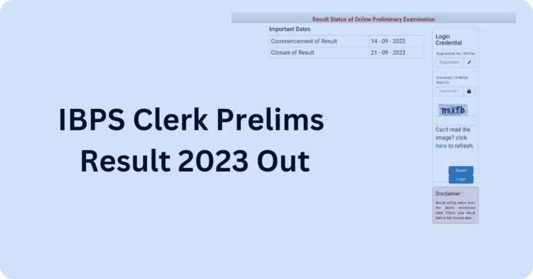 IBPS Clerk Prelims Result 2023 out